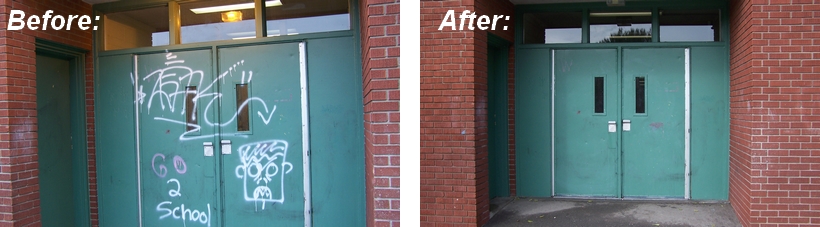 Painted surface - before and after